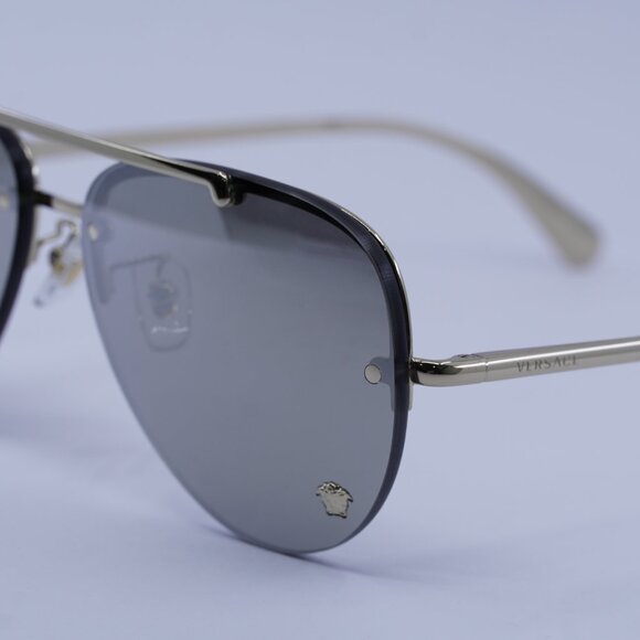 Versace VE2231 12526G Sunglasses Pale Gold Aviator Frame, Grey Lenses - Picture 9 of 11